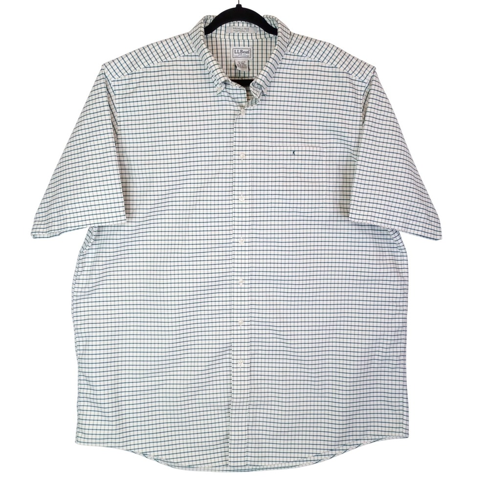 L.L.Bean Men's 18 Tall Wrinkle Free Traditional Fit Plaid Short Sleeve Shirt